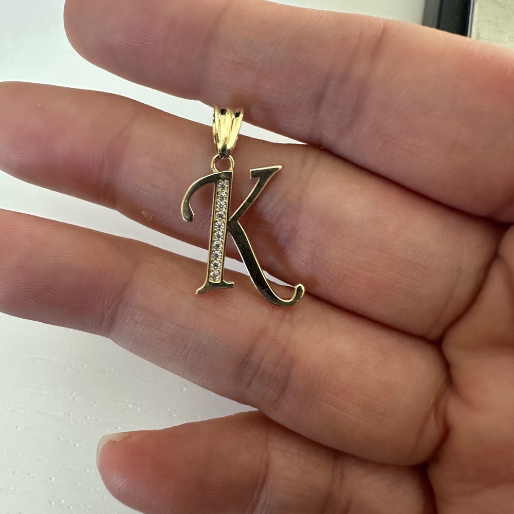 Gold Initial 'K' Pendant Necklace